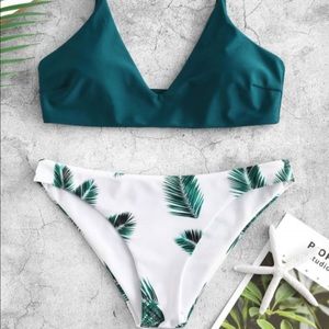 Zaful teal palm bikini